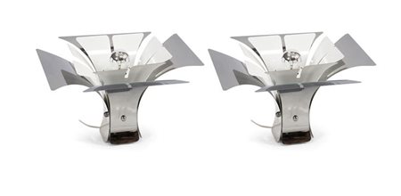 ZONCA ILLUMINAZIONE Coppia di lampade da tavolo in metallo cromato e laccato...