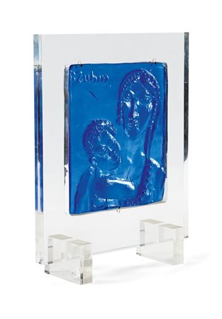 COSTANTINI Maternità Formella in vetro montata su plexiglass. Prod. Fucina...