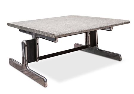BRUNATI Tavolino da salotto con struttura in acciaio e piano in pietra. Prod....