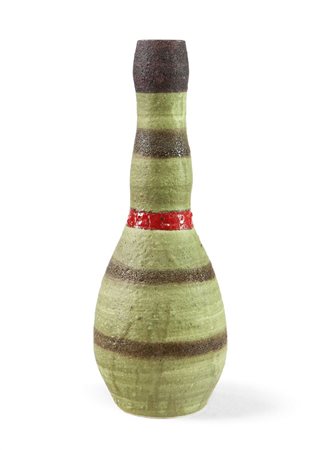 GAMBONE GUIDO Bottiglia in terracotta smaltata. Firmata Gambone Italy e...