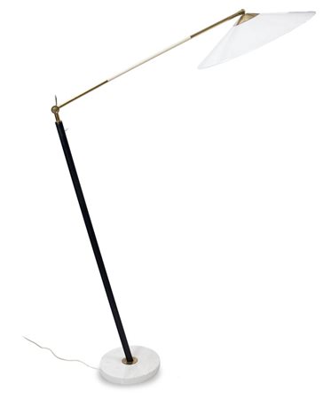 STILUX Lampada da terra con braccio e meccaniche in ottone, metallo laccato,...