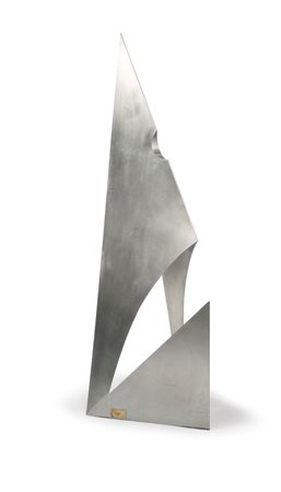 SABATTINI LINO Grande scultura in acciaio lucido. All'interno etichetta in...