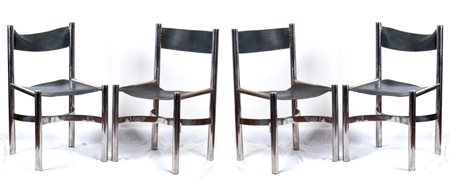  
Set di 4 sedie Dada industrial Anni '70 del XX secolo
Acciaio e pelle 