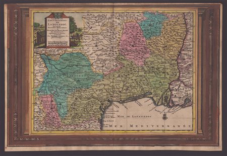 Pieter van der Aa (1659 - 1733) Carte du Gouvernement de Languedoc Acquaforte...