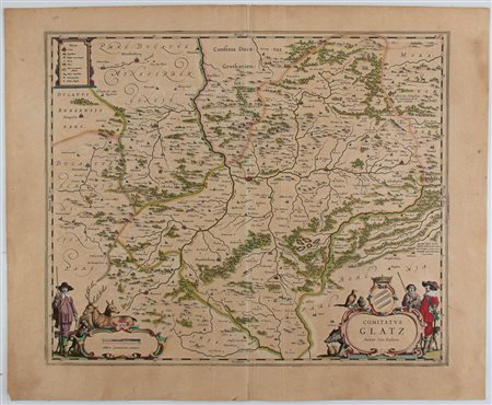 Comitatus Glatz. Authore Jona Sculteto Acquaforte e bulino, 490 x 600 mm....