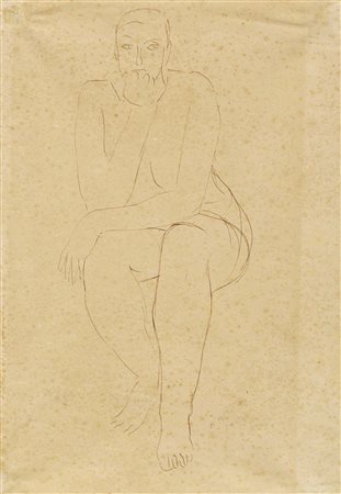 Marino Marini, Nudo seduto. 1936. Penna e inchiostro di china bruno su carta....