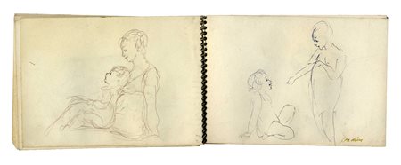 Armando Spadini, Taccuino di 90 schizzi. 1903. Raccolta di 90 matite,...