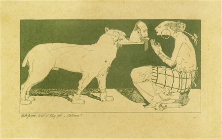 Willi Geiger, Lotto composto di 2 incisioni. 1906. Coppia di cliché su carta...