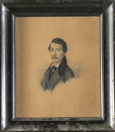 Pittore del XIX-XX secolo. Coppia di disegni raffiguanti gentiluomo e gentildonna.