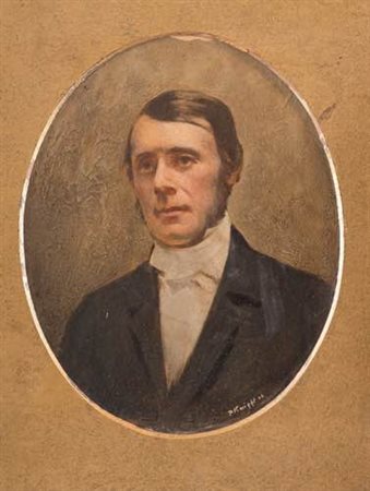 Paul Knight (Inghilterra, XIX secolo). Volto maschile, 1804. Olio su cartone. 