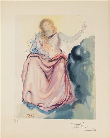 Salvador Dalì (Figueres 1904 - 1989). Beatrice risolve i dubbi di Dante.