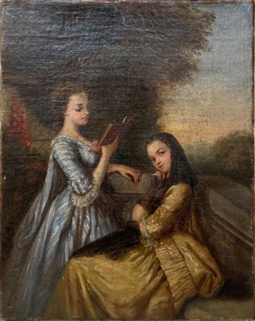 Maestro tra XVIII e XIX secolo. Damine in lettura su un terrazzo. 