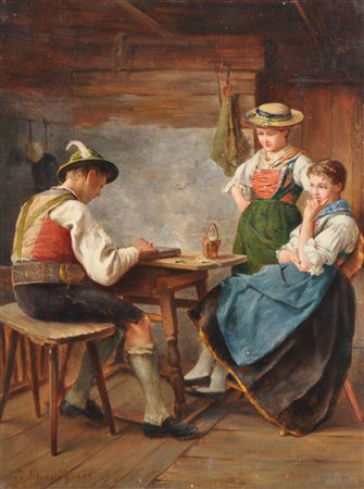 Mathias Schmid (See, Paznauntal 1835 - München 1923) Suonatore di cetra con...