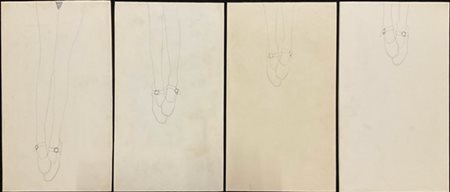 Giovanna Ricotta (Attr) Quattro disegni a matita e strass su carta applicata su carton