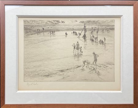 Edgar Chahine "Marée basse (Villers sur Mer)" 1930
puntasecca
lastra cm 21,8x31,