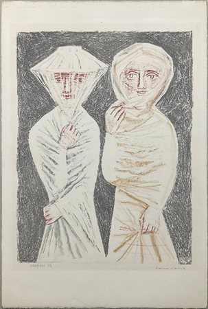 Massimo Campigli "La Promenade" 1952
litografia a colori (terzo stato) - prova d