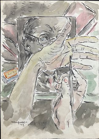 Giuseppe Migneco "Senza titolo" 1942
acquerello e china su carta
cm 34x24
firmat