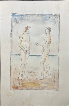 Carlo Carrà "Gli amanti" 1944
litografia acquerellata
cm 50x32,5
firmata e numer