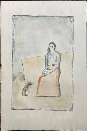 Carlo Carrà "Solitudine" 1944
litografia acquerellata
cm 50x32,5
firmata e numer