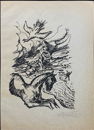 ALFRED KUBIN "Cavallo e uccello" 1921
litografia
cm 31,2x22,7
firmata a matita i