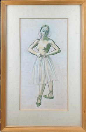 Francesco Messina "Danzatrice che si allaccia il tutù" metà anni '70
pastello e