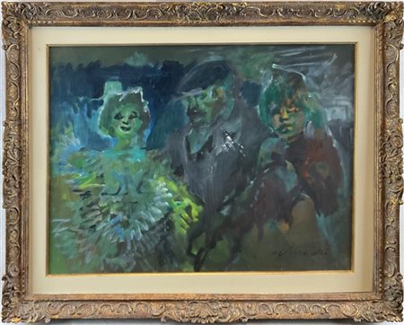 Mino Maccari "Donnina in verde" 1987
olio su compensato
cm 49x65
firmato in bass