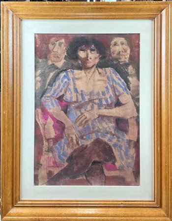 Remo Squillantini "Madame" 
tecnica mista su carta
cm 49x34
firmato in basso a d