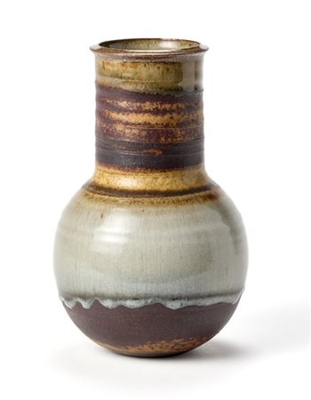 Nanni Valentini per Ceramica Arcore Vaso sferico in grès a collo stretto e dipin