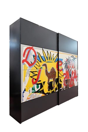 Pietro Arosio (1946) e Mimmo Rotella (1918 - 2006) Armadio decorato con disegno