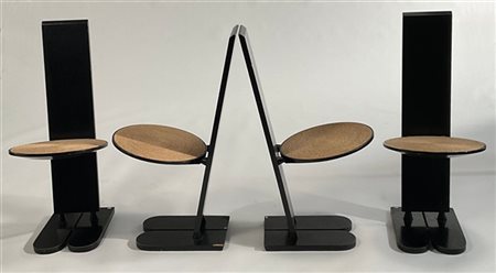 Gigi Sabadin Gruppo di quattro sedie modello "Pala". Produzione Emme A, Italia,