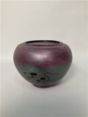 Manifattura di Murano Vaso in vetro di forte spessore decorato nei toni del viol