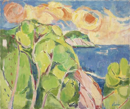 Enrico Paulucci Genova 1901 - Torino 1999 Paesaggio Olio su tela, cm. 50x60...