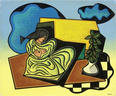 Pippo Oriani Torino 1909 - Roma 1972 Pensatrice, 1965-70 Olio su tela, cm....