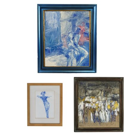 Lotto composto da due oli su tela, di autore, soggetto e misure diverse (cm 50x