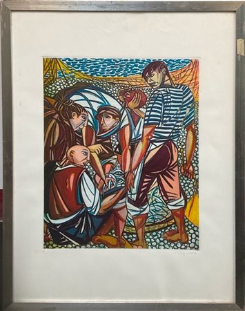 Giuseppe Migneco "Senza titolo" 
litografia a colori - prova d'artista
cm 85x63