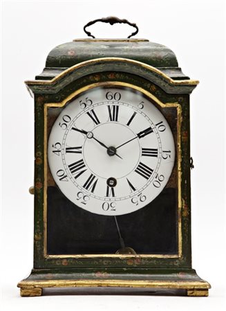 Robert Frères
Pendola da appoggio con cassa in legno laccato verde e profili do