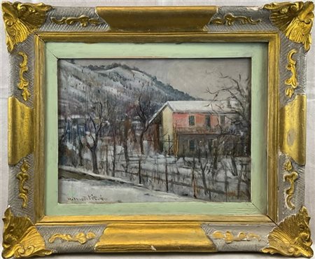 Umberto Montini "Neve a Cernobbio" 1949
olio su compensato (cm 30x40)
firmato in