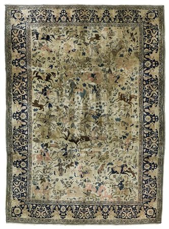 Tappeto Keshan, scuola di Mothashem, Persia, secolo XX. Decoro pittorico con ca