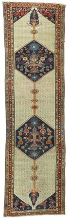 Tappeto passatoia Hamadan, Persia, secolo XX. Decoro con due medaglioni esagona