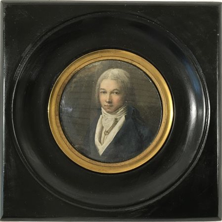 Maestro del secolo XVIII. "Ritratto di gentiluomo con orecchini" olio su carton