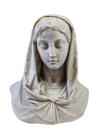 Scultore del secolo XIX. Busto di fanciulla velata in marmo (h cm 42) (lievi di