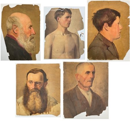 Pacifico Sidoli Cartella contenente diversi dipinti ad olio su cartoncino raffig