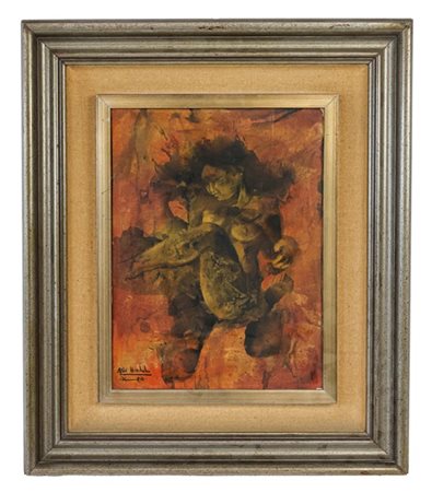 Firma indecifrata "Nudo femminile" tecnica mista su tela (cm 40x30) firmato in