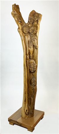 Enzo Rossi da Civita "Composizione" 1980. Scultura in legno su base rettangolare