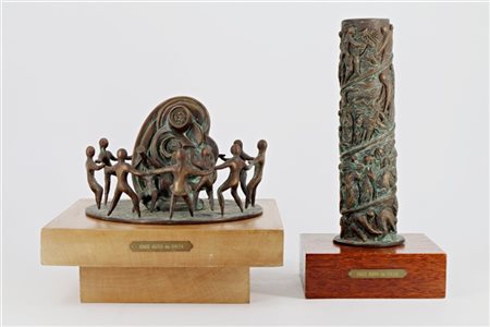 Enzo Rossi da Civita Lotto composto da due sculture in bronzo di soggetti e misu