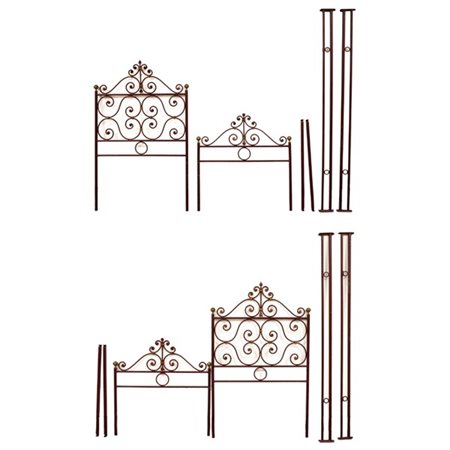 Coppia di letti in ferro battuto e verniciato in rosso con testiera e pediera a