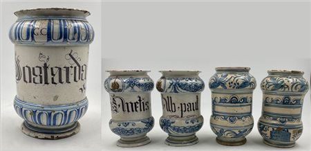 Manifatture diverse, secolo XVIII-XIX. Lotto composto da quattro diversi albare