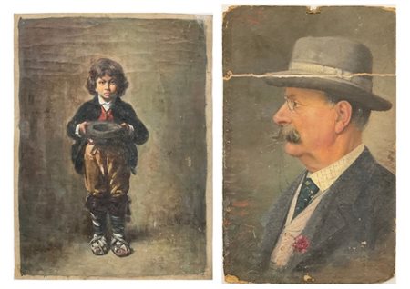 Lotto composto da due dipinti di diversi autori, ad olio su diversi supporti e