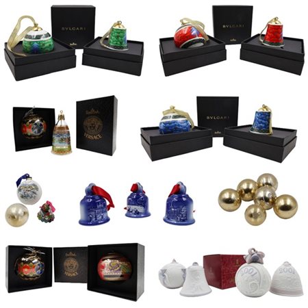 VERSACE, BULGARI, LLADRO e anonimi
Lotto composto da svariate decorazioni natal