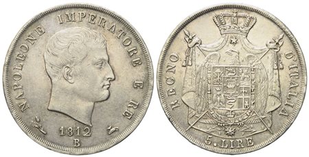 BOLOGNA. Regno d'Italia. Napoleone I (1805-1814). 5 lire 1812. Ag (25 g; 38 mm)